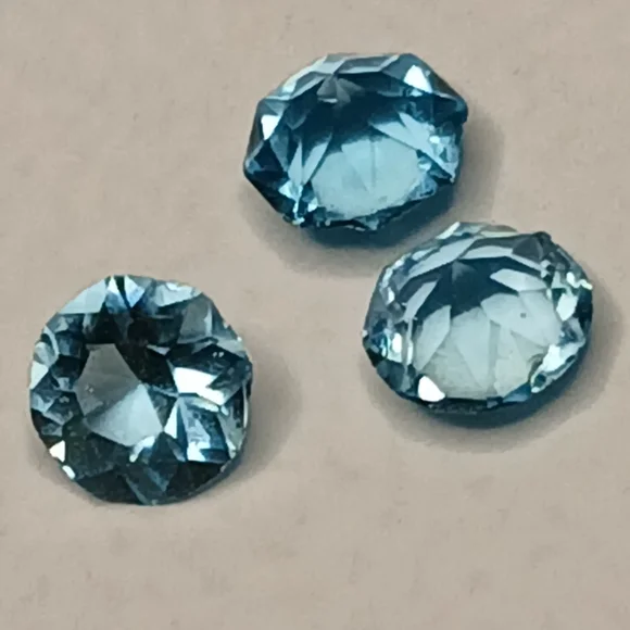 30$ Gemstones Aquamarine Blue Loose Trio Round Brilliant Cut Flawless AAA - Picture 5 of 7